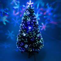 Green Fibre Optic Christmas Tree 2ft to 6ft with Baubles and Multicoloured LED Lights, 2ft / 60cm
