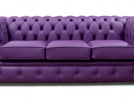 Chesterfield 3 Seater Settee Wineberry Purple Leather Sofa Offer
