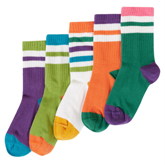 Frugi Rainbow Reed Rib Socks - 5 Pairs