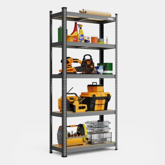 5-Tier Metal Shelving Unit - Grey (150 x 75 x 30cm)