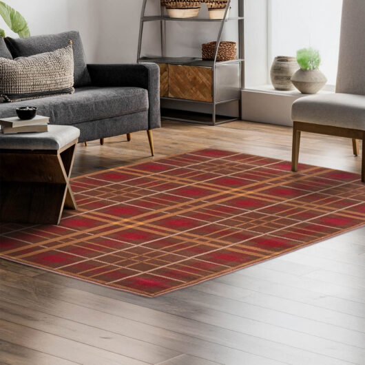60X110Cm Brown Tartan Rug
