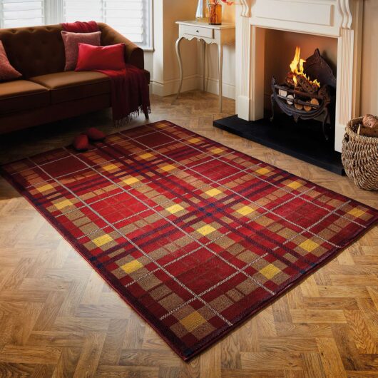 60X110Cm Red Tartan Rug