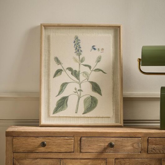 Blue Floral Printed Linen Beaded Frame
