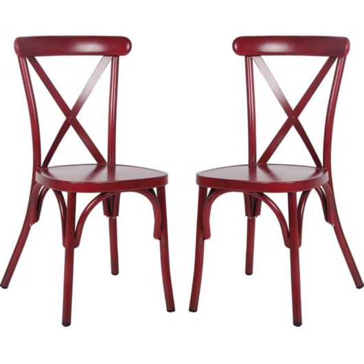 Cayuga Garden Vintage Red Aluminium Stackable Sidechair in Pair