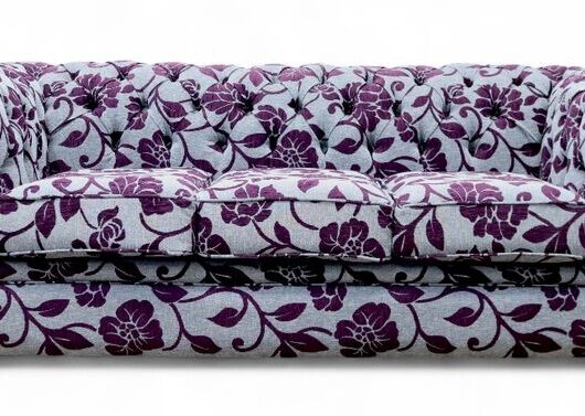 Chesterfield 3 Seater Sofa Meghan Aubergine Floral Fabric