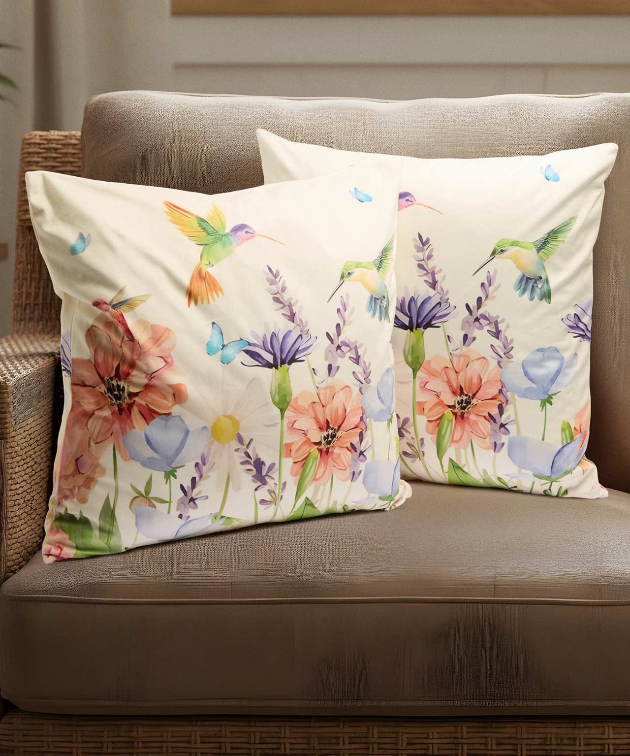 Damart Pack of 2 Hummingbird Cushion covers