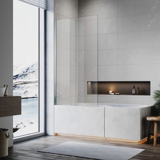 ELEGANT Shower Bath Screen 800x1400mm Frameless Square 6mm Toughened Safety Glass, Silver Aluminium Profile