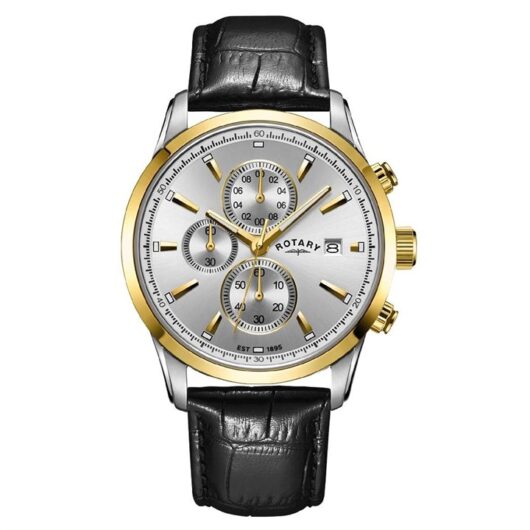 Rotary GS00086/06 Chronograph Black Leather Strap Watch - W13131